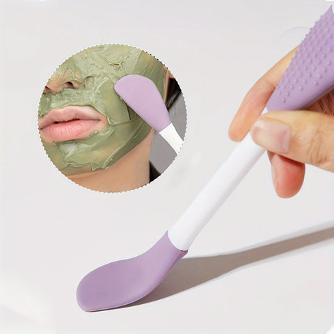 2-in-1 Silicone Facial Brush - Dual-Ended Mask & Cleansing Tool, Alcohol-Free, Ideal for Mud Masks & Skincare