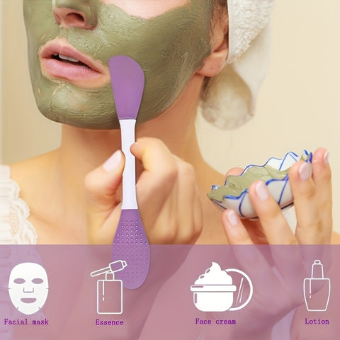 2-in-1 Silicone Facial Brush - Dual-Ended Mask & Cleansing Tool, Alcohol-Free, Ideal for Mud Masks & Skincare