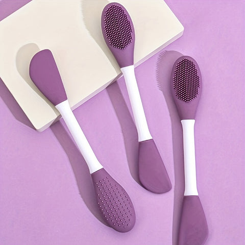 2-in-1 Silicone Facial Brush - Dual-Ended Mask & Cleansing Tool, Alcohol-Free, Ideal for Mud Masks & Skincare
